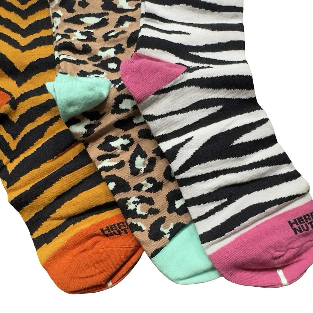 Herbalife Nutrition Wild‎ Side Animal Print Crew Socks 3 Pair Gift Box NWT